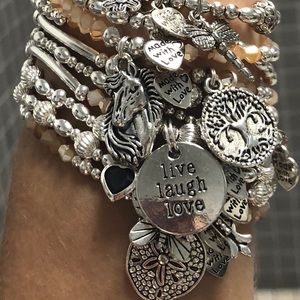 Silver plated, stretch bracelets.